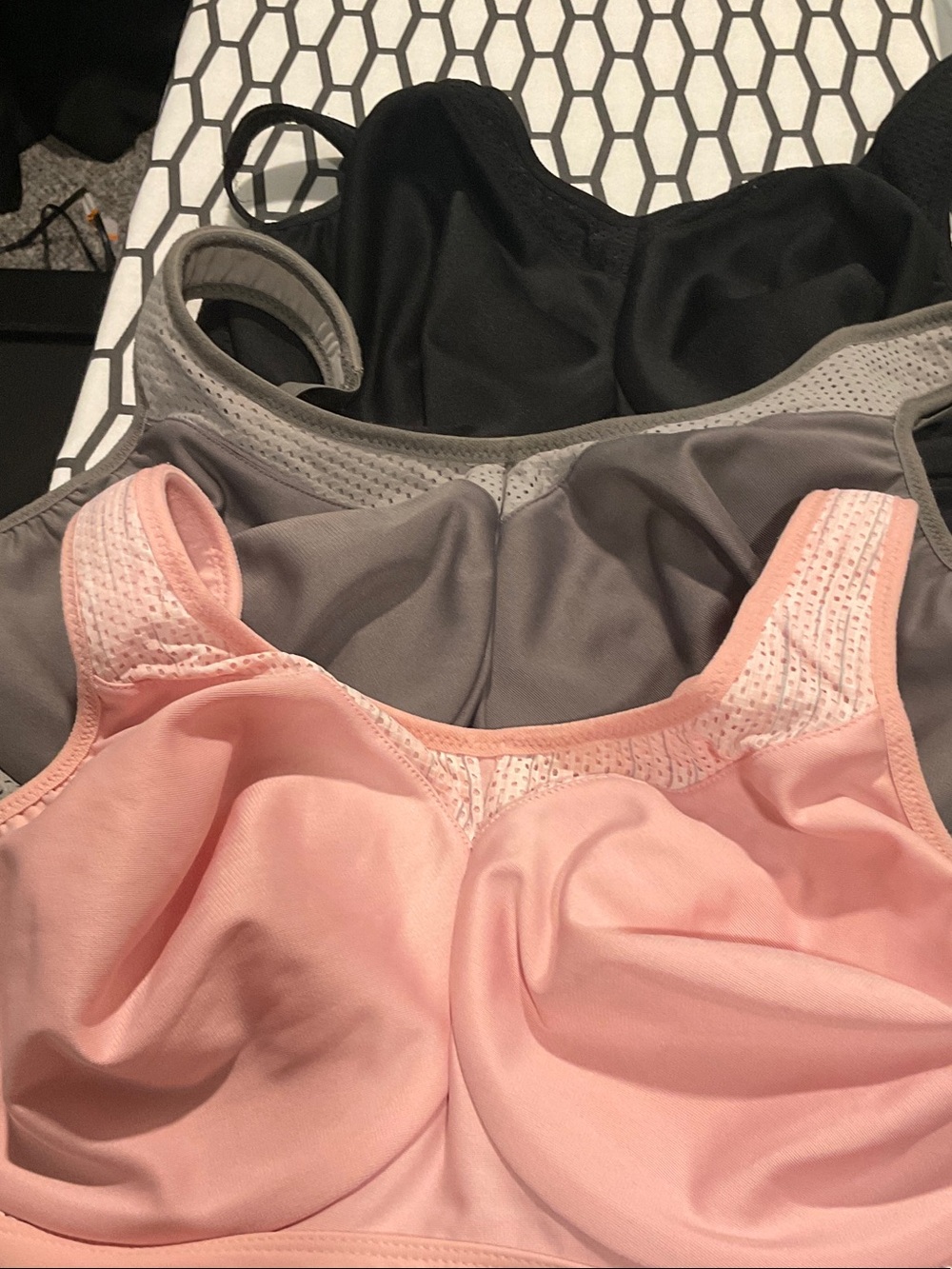 Glamorise Women's Support Bras in Pink, Gray & Black - 3-Pack Look